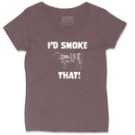 I'd Smoke That Beef Version Ladies Curvy Tee - Sangria Blackout