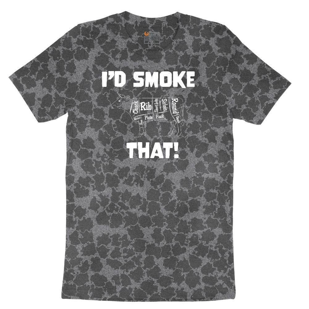 I'd Smoke That Beef Version Ladies Short Sleeve Tee - Black Leopard