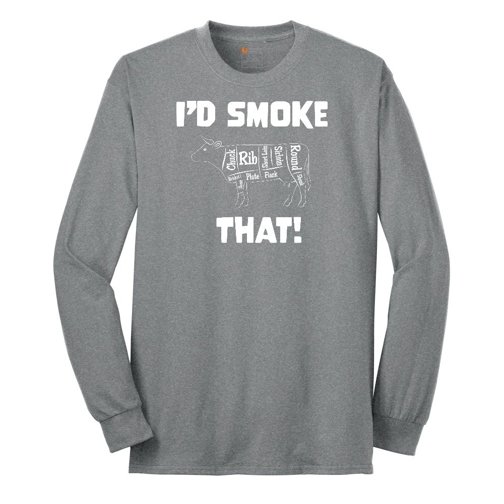 I'd Smoke That Beef Version Long Sleeve Tee - Athletic Grey