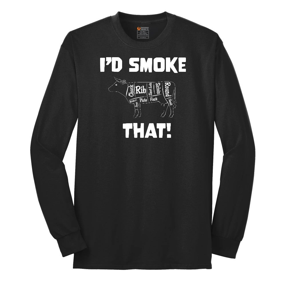 I'd Smoke That Beef Version Long Sleeve Tee - Jet Black