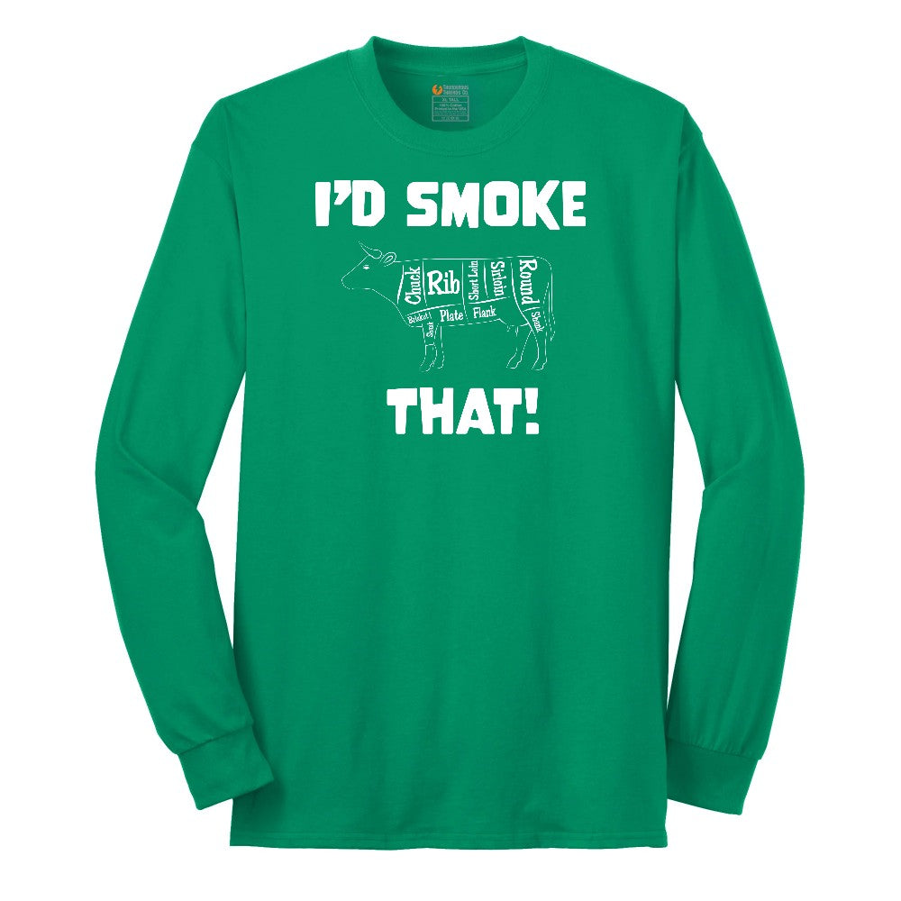 I'd Smoke That Beef Version Long Sleeve Tee - Kelly Green