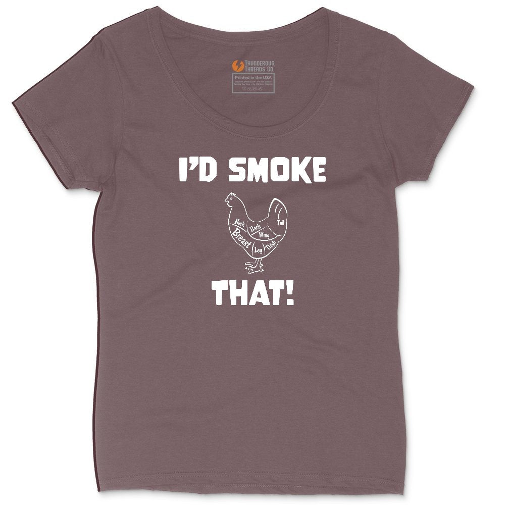 I'd Smoke That Chicken Version Ladies Curvy Tee - Sangria Blackout
