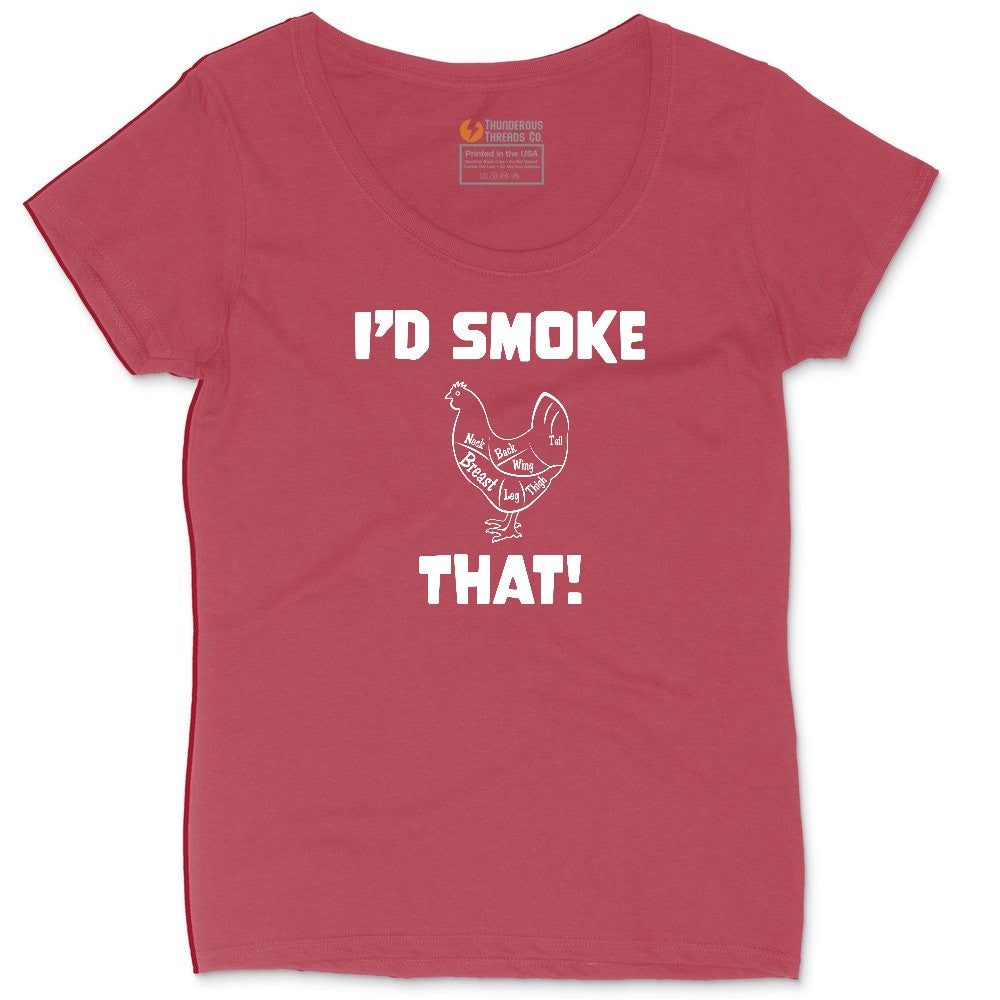 I'd Smoke That Chicken Version Ladies Curvy Tee - Vintage Red