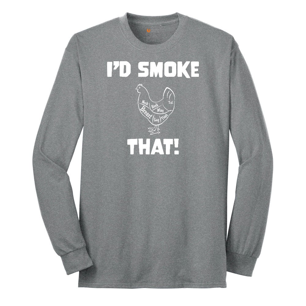 I'd Smoke That Chicken Version Long Sleeve Tee - Athletic Grey