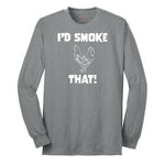 I'd Smoke That Chicken Version Long Sleeve Tee - Athletic Grey