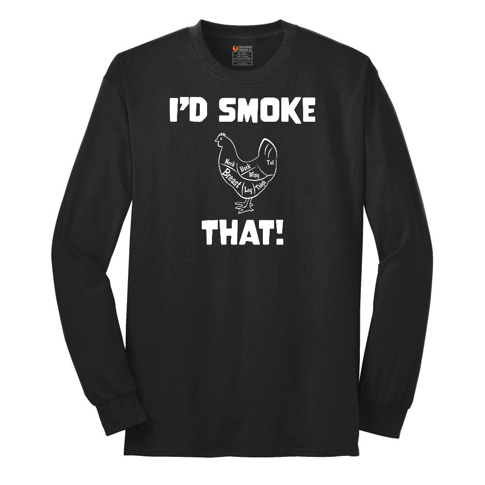 I'd Smoke That Chicken Version Long Sleeve Tee - Jet Black