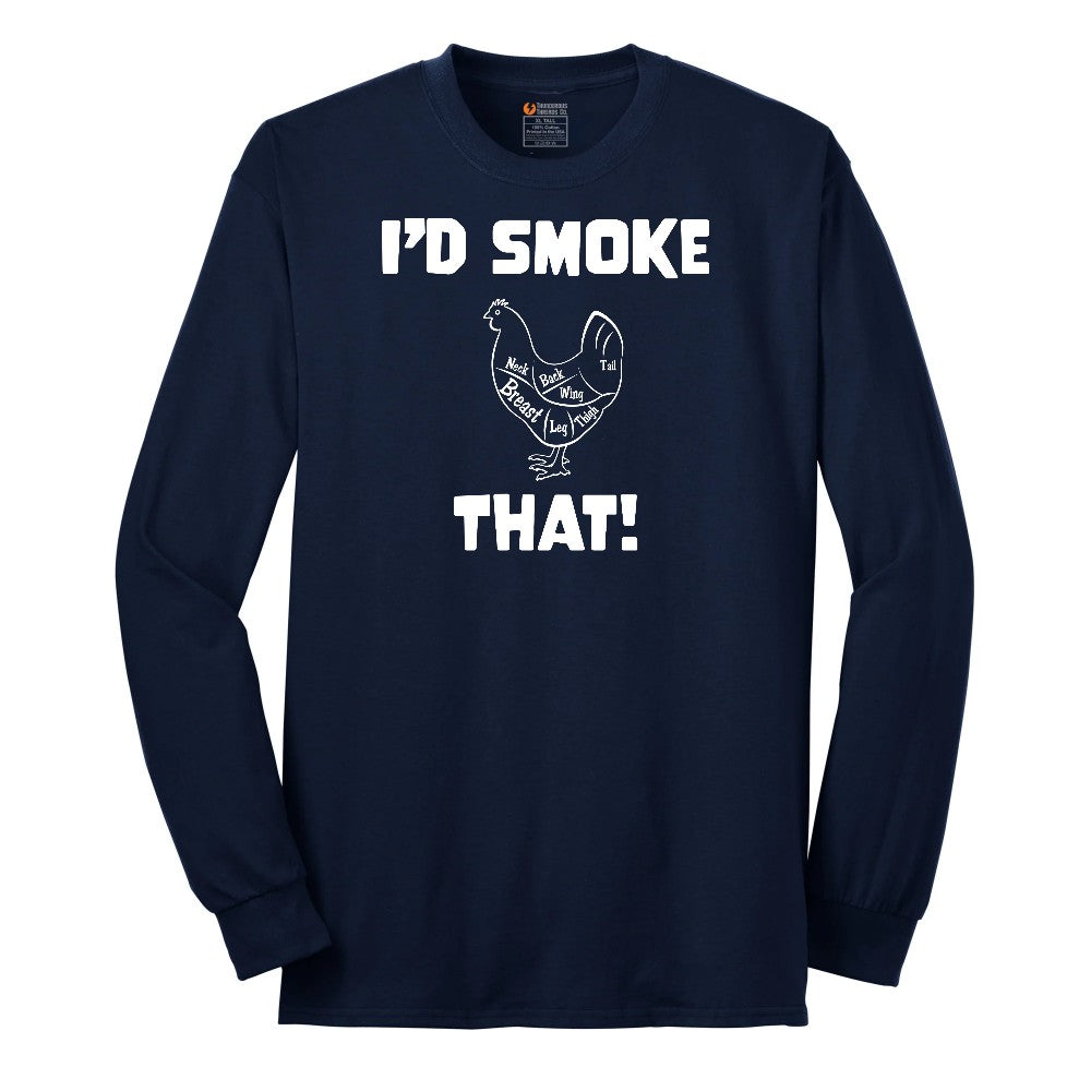 I'd Smoke That Chicken Version Long Sleeve Tee - Navy