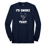 I'd Smoke That Chicken Version Long Sleeve Tee - Navy