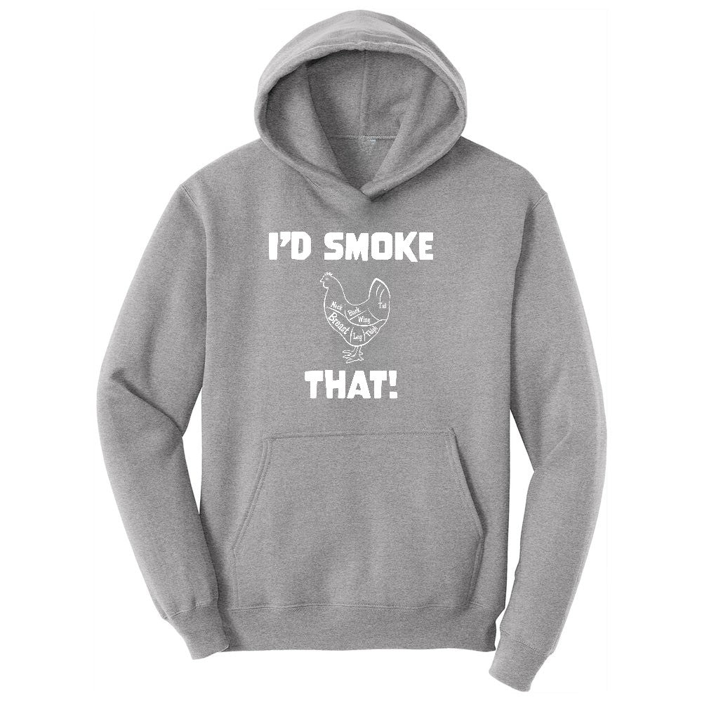 I'd Smoke That Chicken Version Youth Hoodie - Athletic Heather