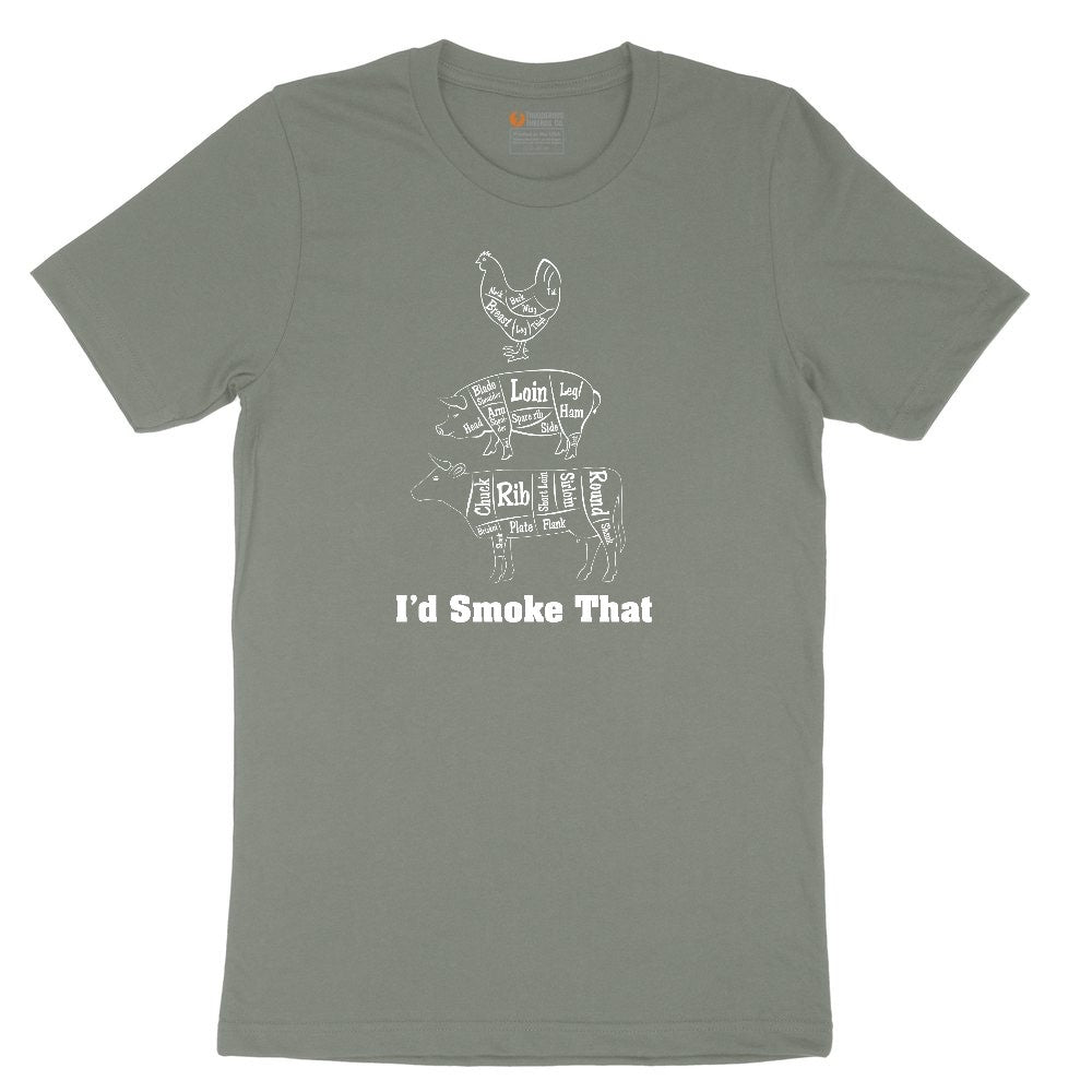 I'd Smoke That Meat Chart Version Ladies Short Sleeve Tee - Bamboo Blackout