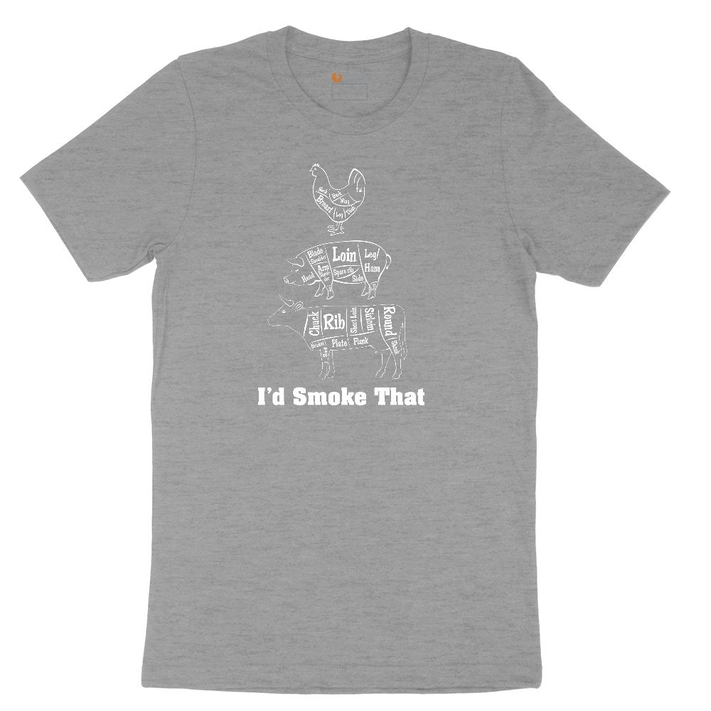 I'd Smoke That Meat Chart Version Ladies Short Sleeve Tee - Granite Heather