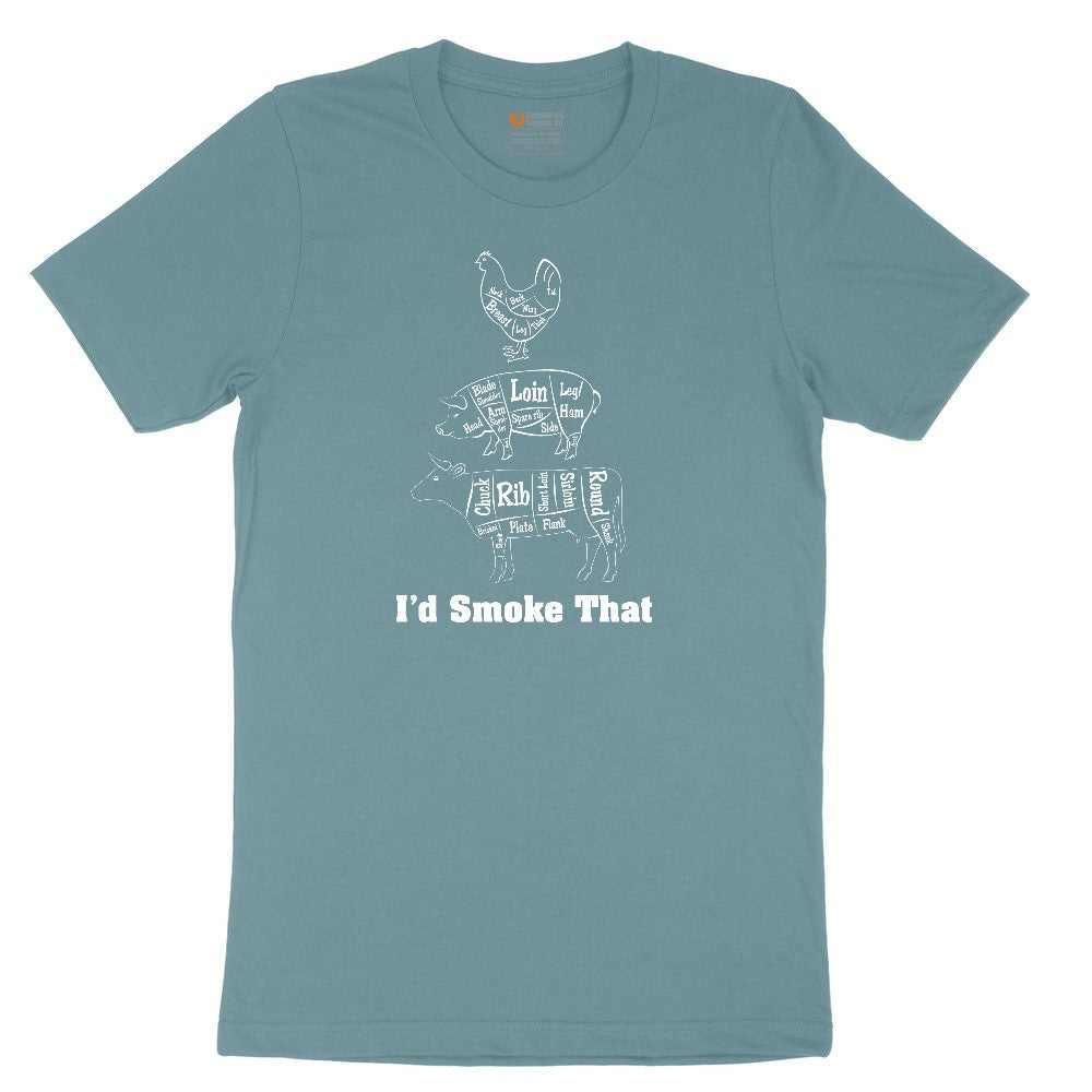 I'd Smoke That Meat Chart Version Ladies Short Sleeve Tee - Surf Blackout