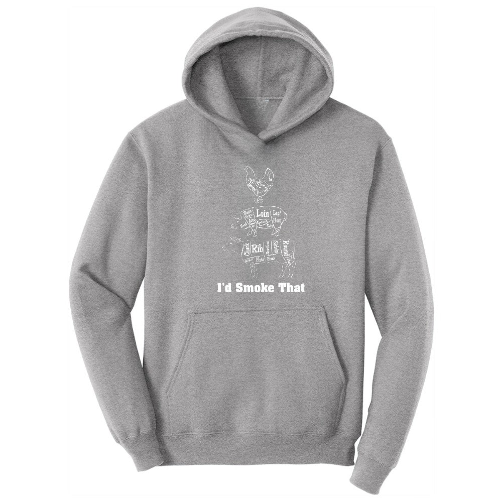 I'd Smoke That Meat Chart Version Hoodie - Athletic Heather