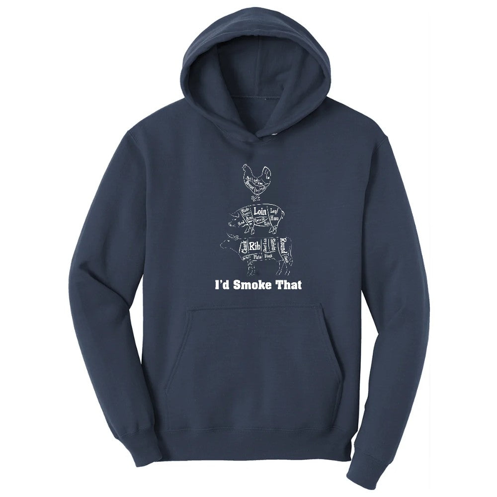 I'd Smoke That Meat Chart Version Hoodie - Navy
