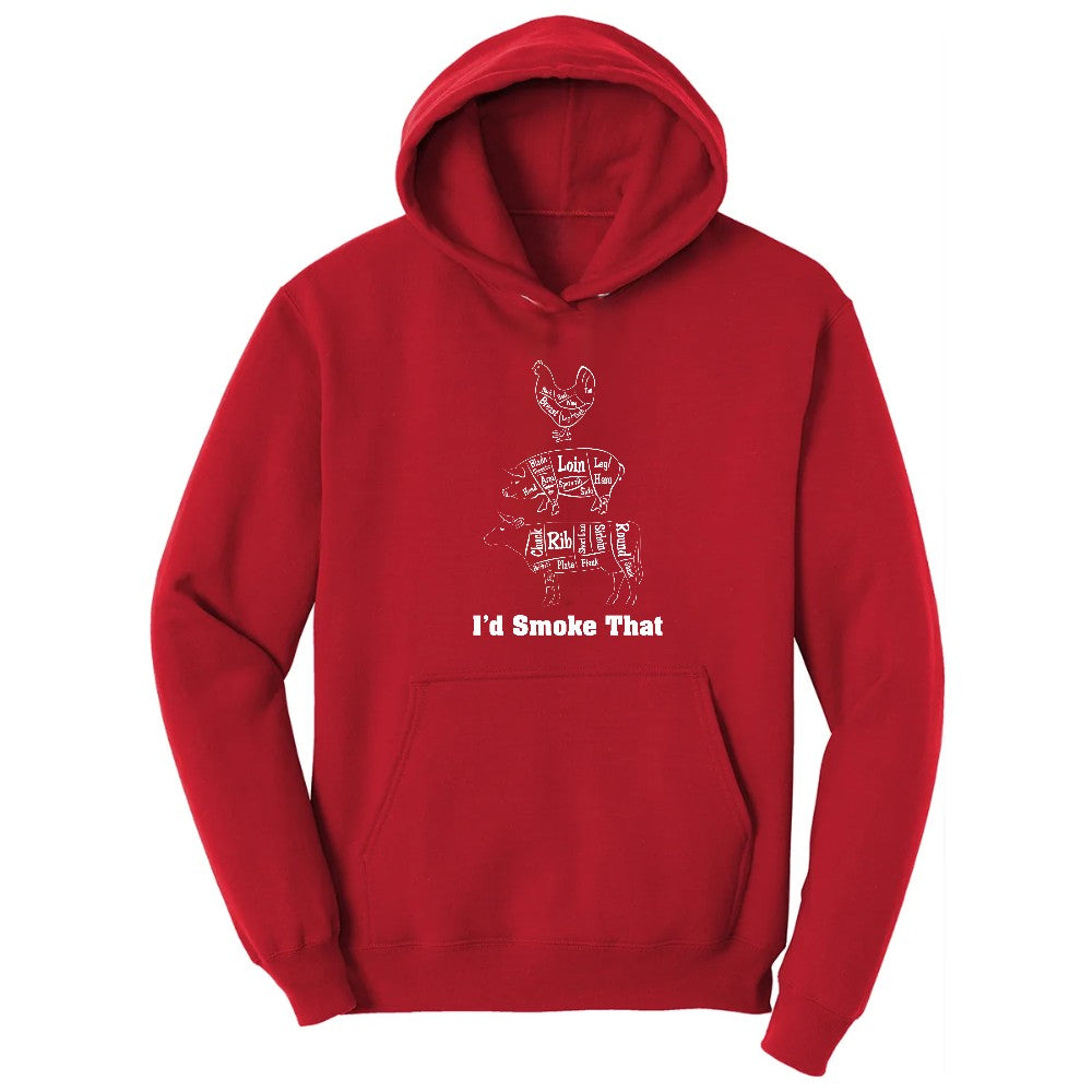 I'd Smoke That Meat Chart Version Hoodie - Red