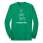 I'd Smoke That Meat Chart Version Long Sleeve Tee - Kelly Green