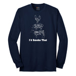 I'd Smoke That Meat Chart Version Long Sleeve Tee - Navy