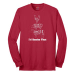 I'd Smoke That Meat Chart Version Long Sleeve Tee - Red