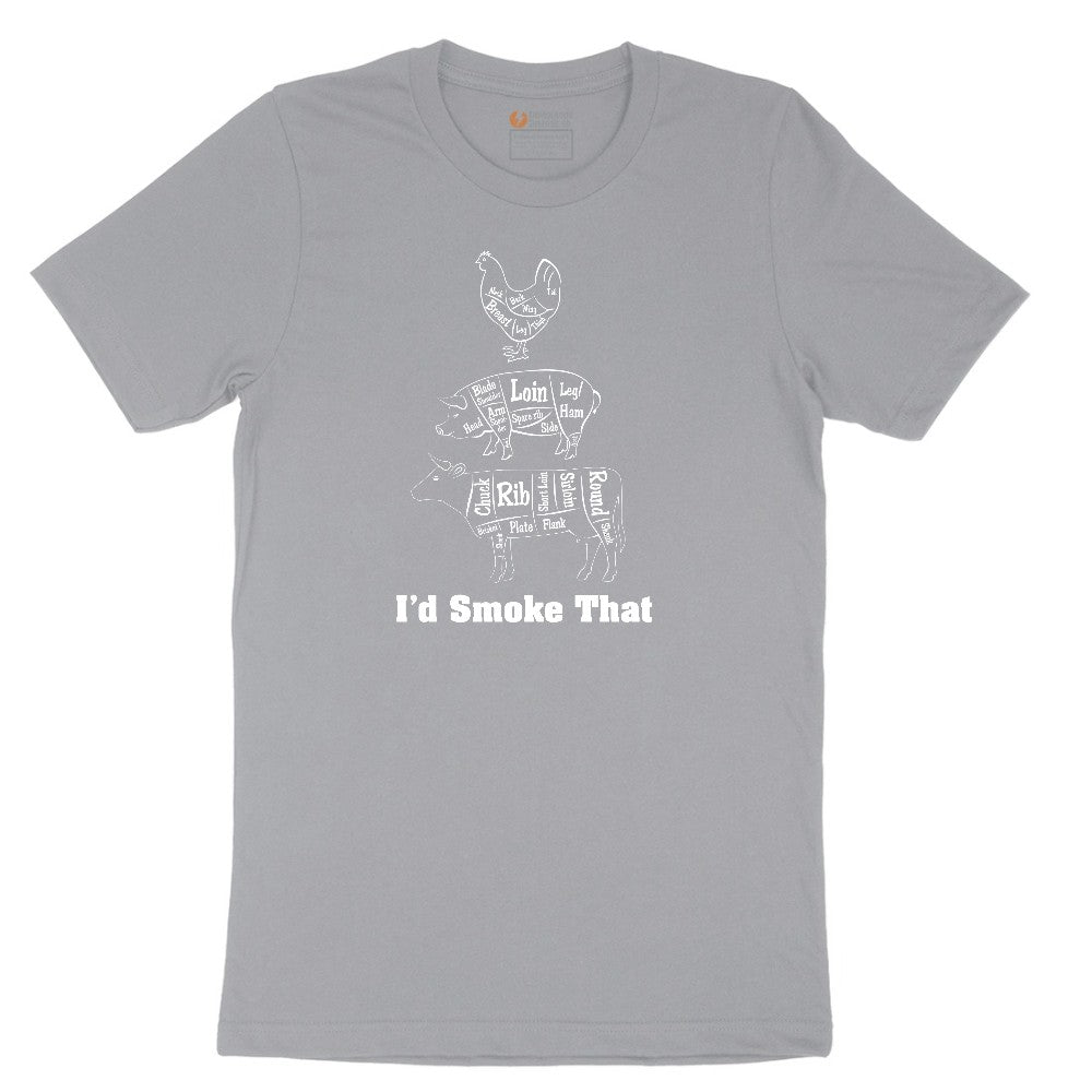 I'd Smoke That Meat Chart Version Short Sleeve Tee - Athletic Heather Grey