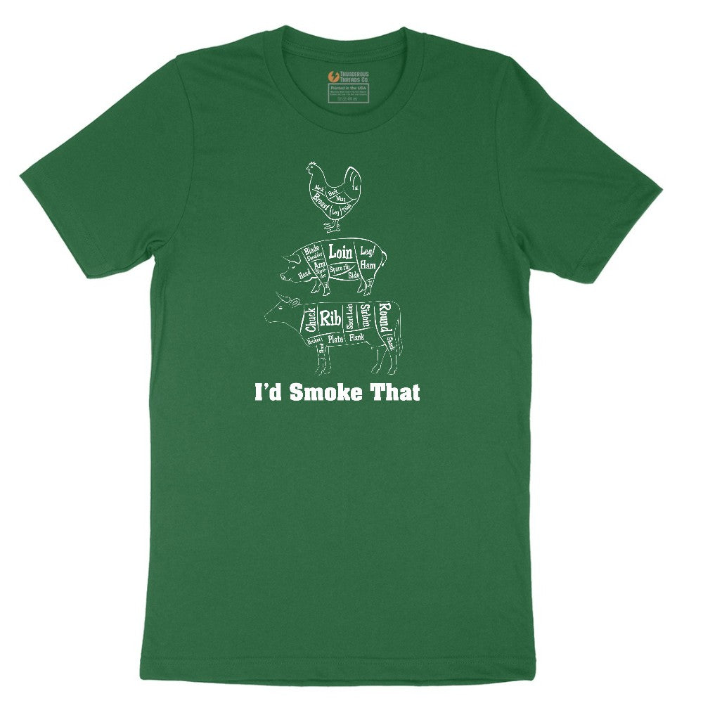 I'd Smoke That Meat Chart Version Short Sleeve Tee - Athletic Kelly