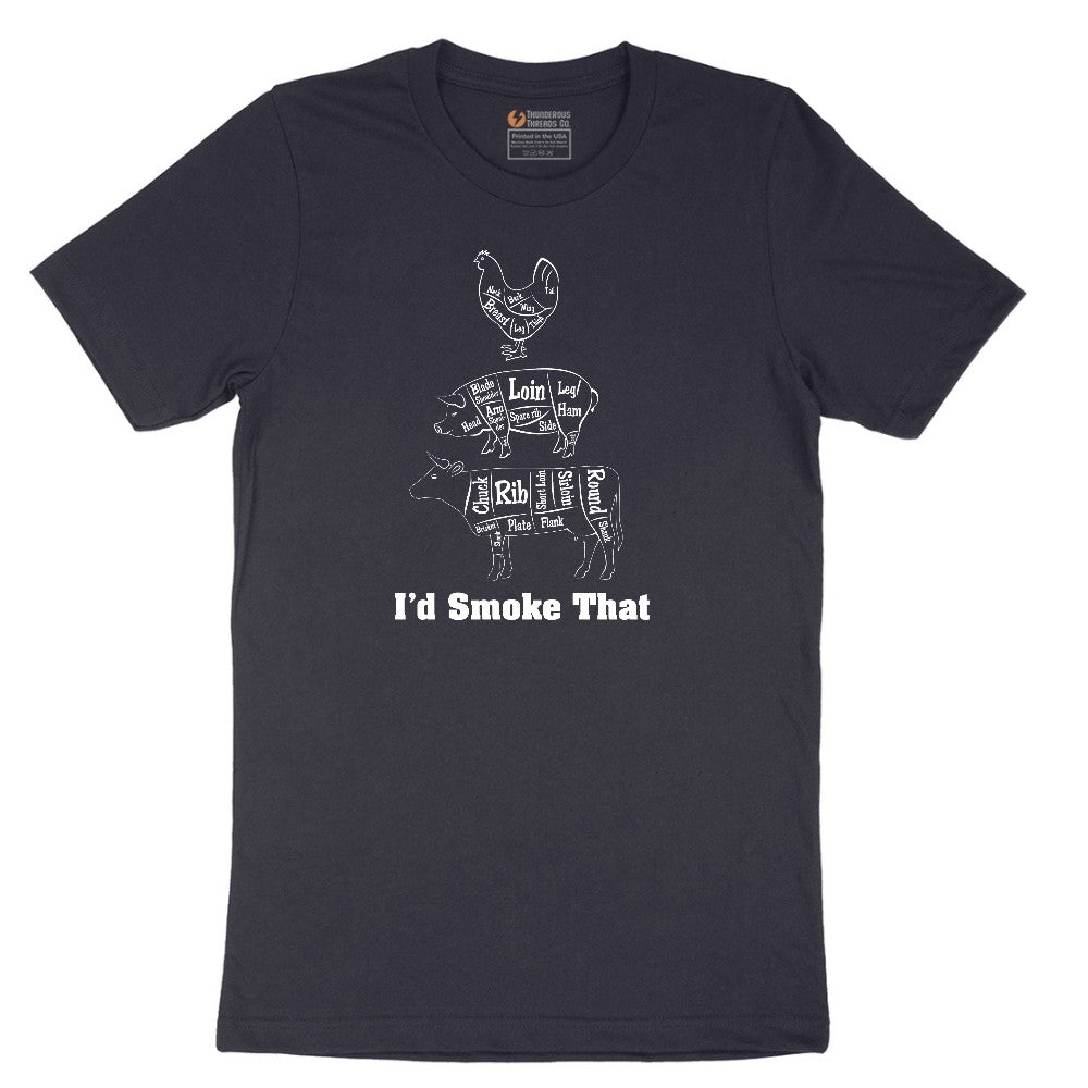 I'd Smoke That Meat Chart Version Short Sleeve Tee - Deep Navy