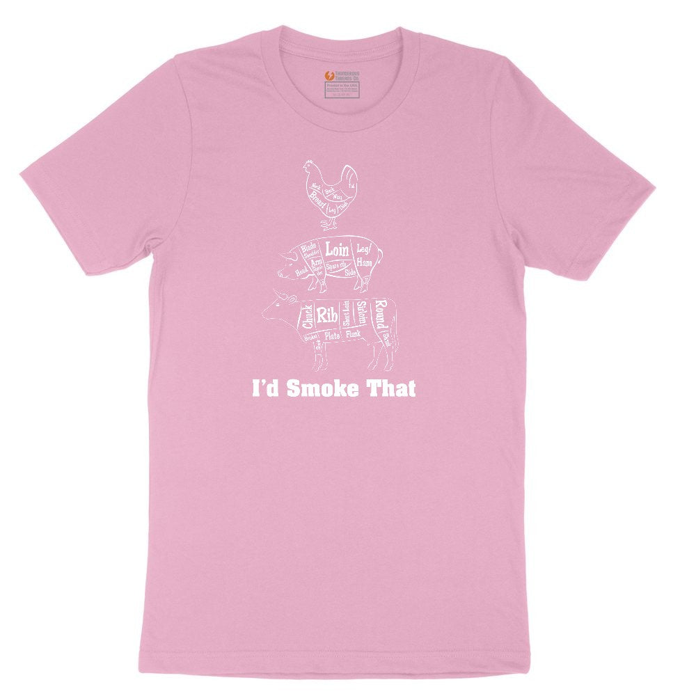 I'd Smoke That Meat Chart Version Toddler Short Sleeve Tee - Candy Pink