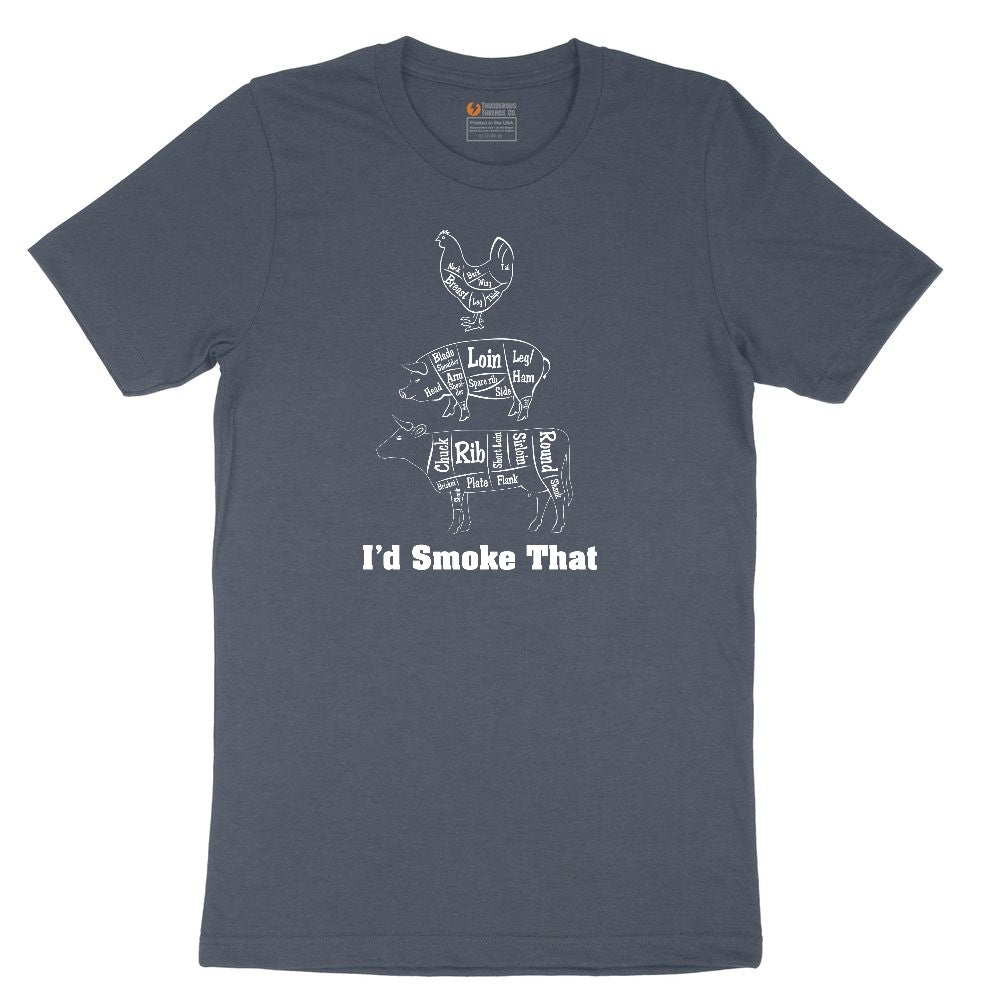 I'd Smoke That Meat Chart Version Toddler Short Sleeve Tee - Heather Navy