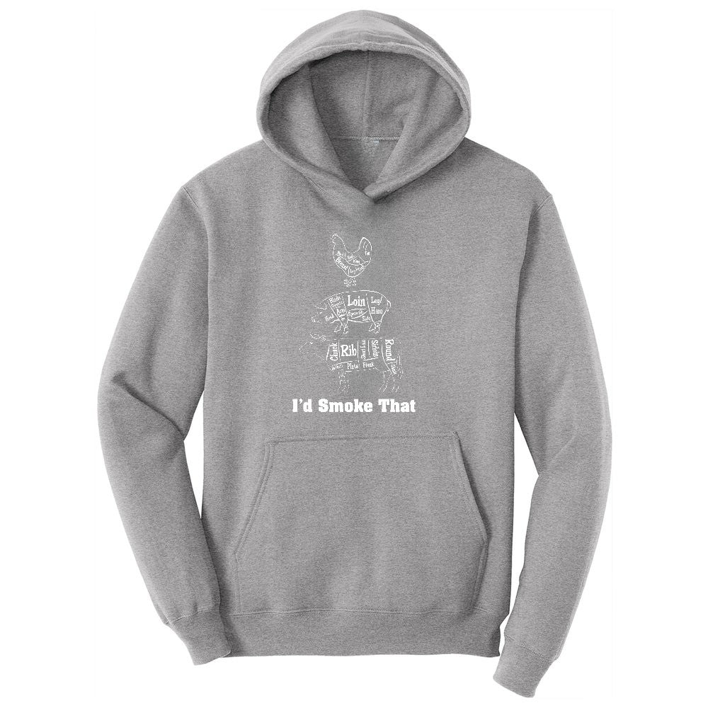 I'd Smoke That Meat Chart Version Youth Hoodie - Athletic Heather