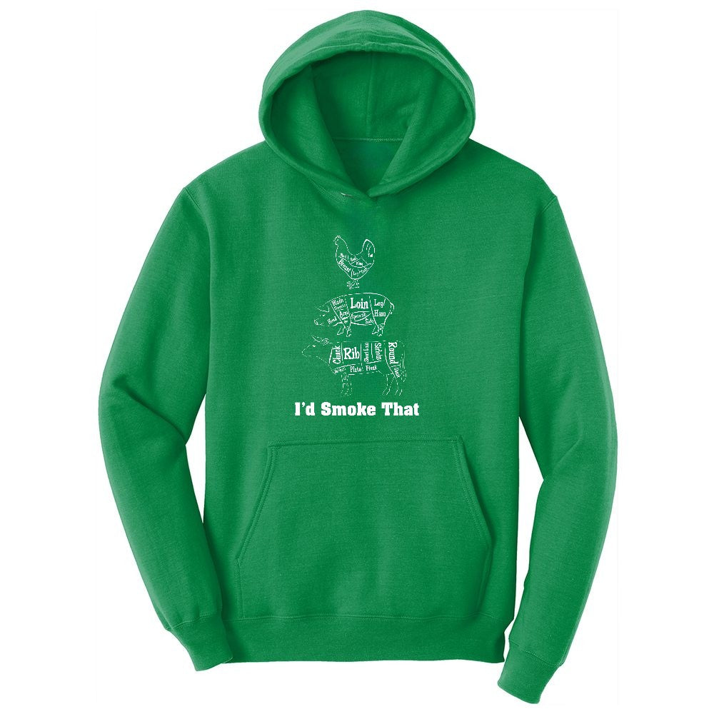I'd Smoke That Meat Chart Version Youth Hoodie - Kelly Green