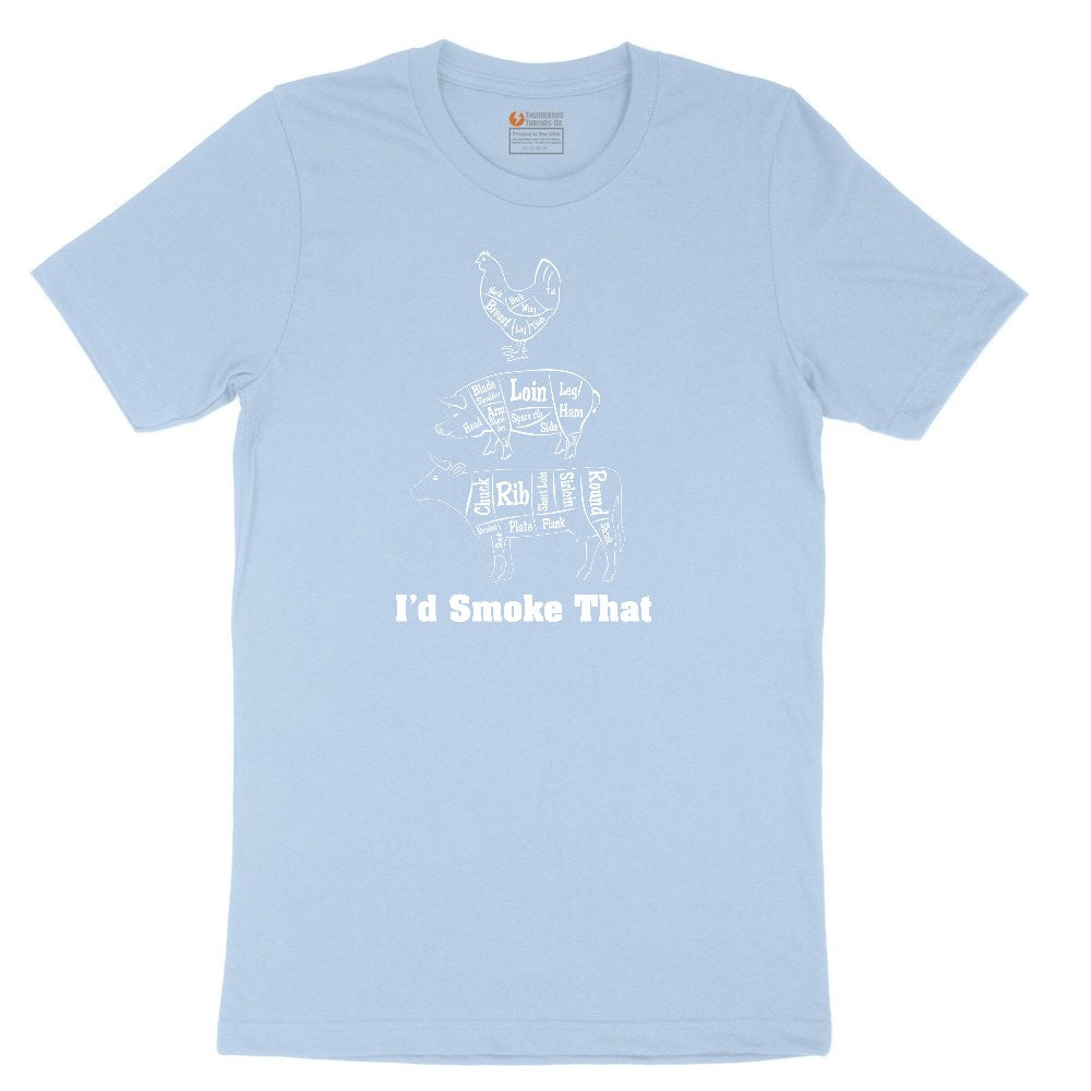 I'd Smoke That Meat Chart Version Youth Short Sleeve Tee - Light Blue