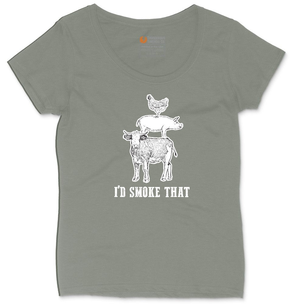I'd Smoke That Original Design Ladies Curvy Tee - Bamboo Blackout