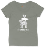 I'd Smoke That Original Design Ladies Curvy Tee - Bamboo Blackout