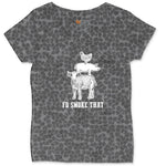 I'd Smoke That Original Design Ladies Curvy Tee - Black Leopard