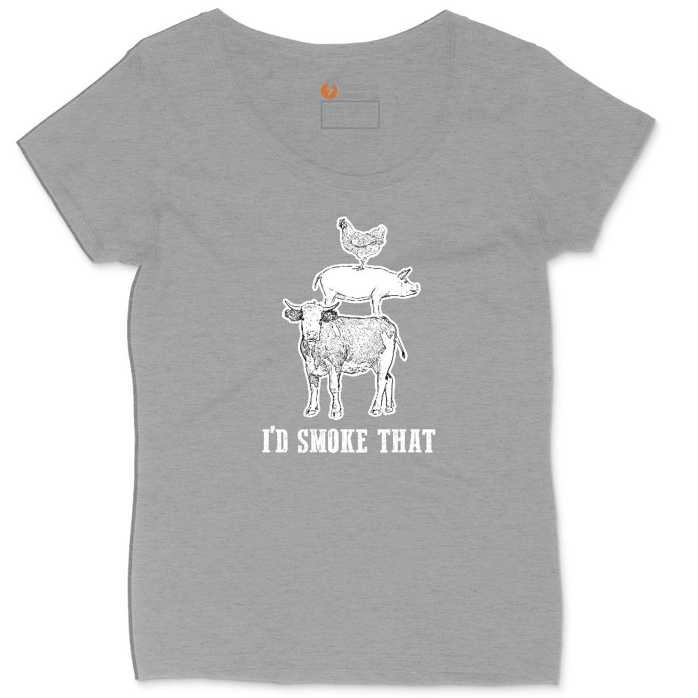 I'd Smoke That Original Design Ladies Curvy Tee - Granite Heather