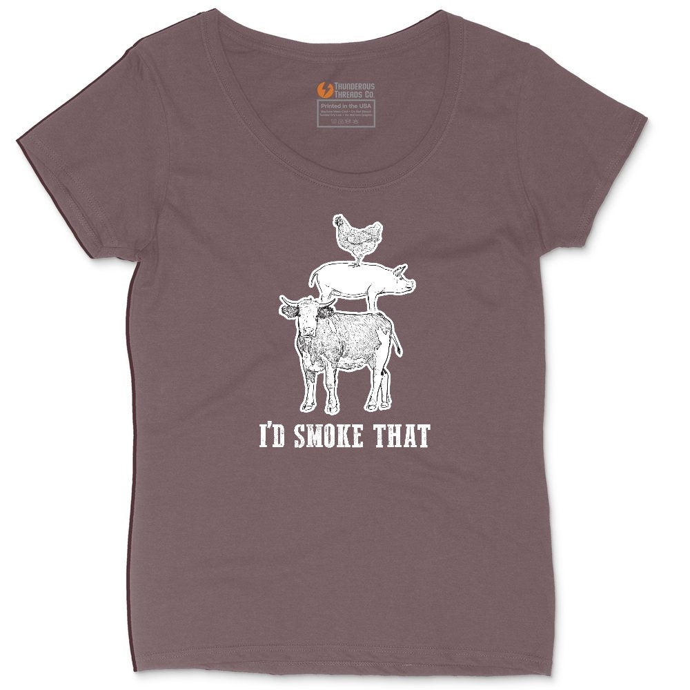 I'd Smoke That Original Design Ladies Curvy Tee - Sangria Blackout