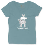 I'd Smoke That Original Design Ladies Curvy Tee - Surf Blackout