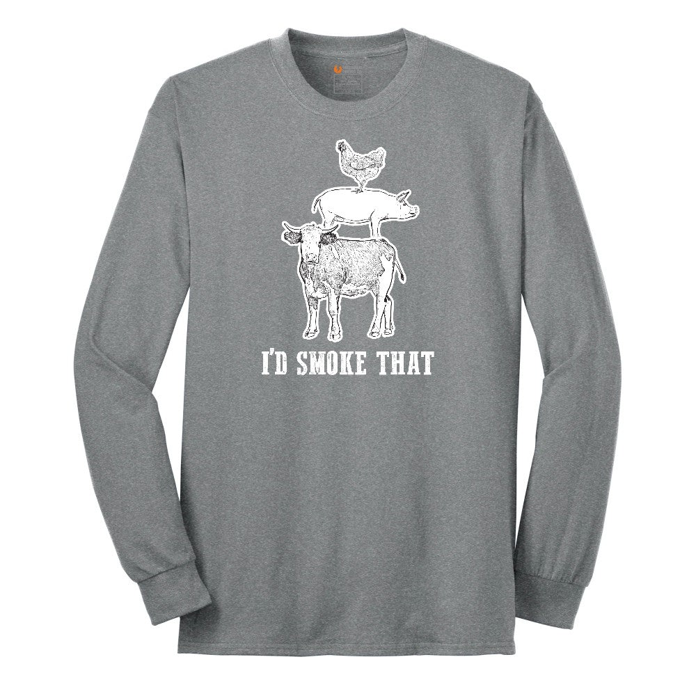 I'd Smoke That Original Design Long Sleeve Tee - Athletic Grey