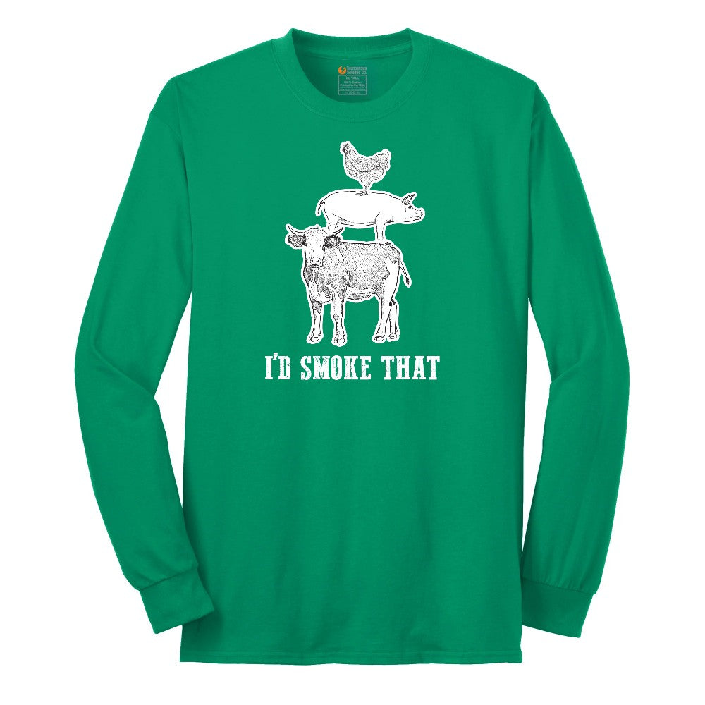 I'd Smoke That Original Design Long Sleeve Tee - Kelly Green