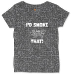 I'd Smoke That Pork Version Ladies Curvy Tee - Black Leopard