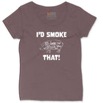 I'd Smoke That Pork Version Ladies Curvy Tee - Sangria Blackout