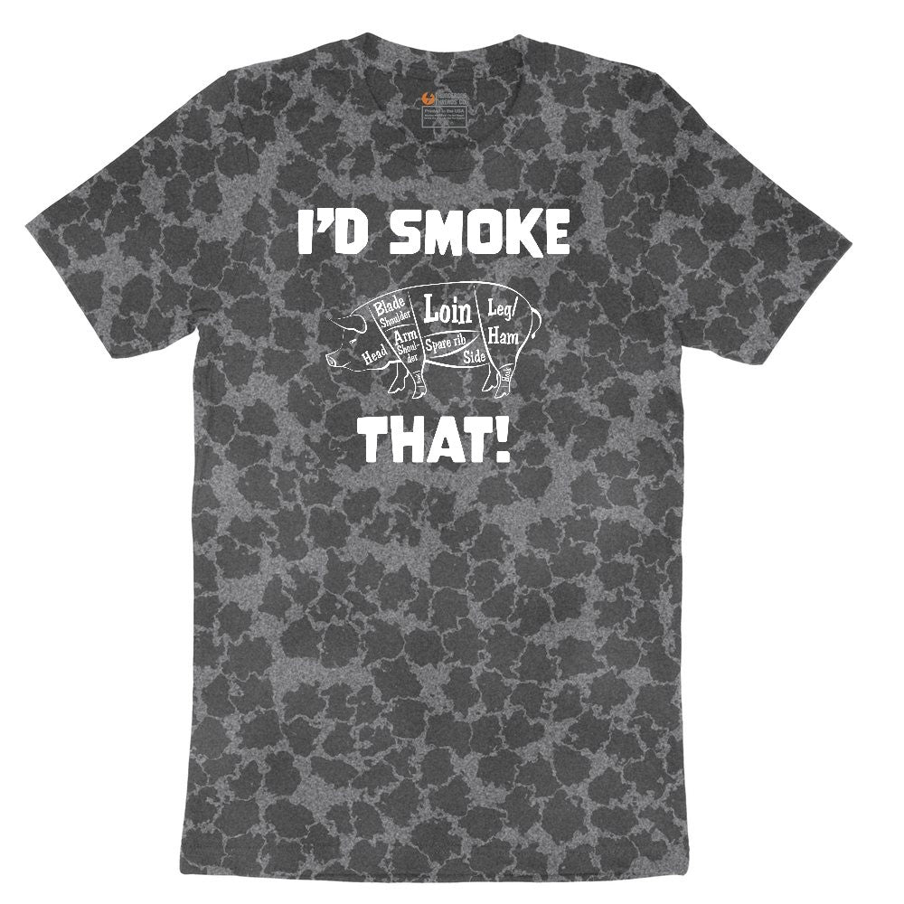I'd Smoke That Pork Version Ladies Short Sleeve Tee - Black Leopard