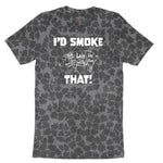 I'd Smoke That Pork Version Ladies Short Sleeve Tee - Black Leopard