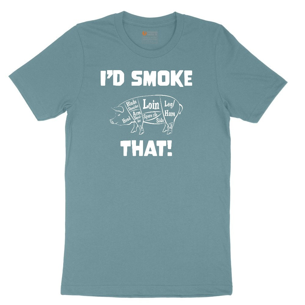 I'd Smoke That Pork Version Ladies Short Sleeve Tee - Surf Blackout