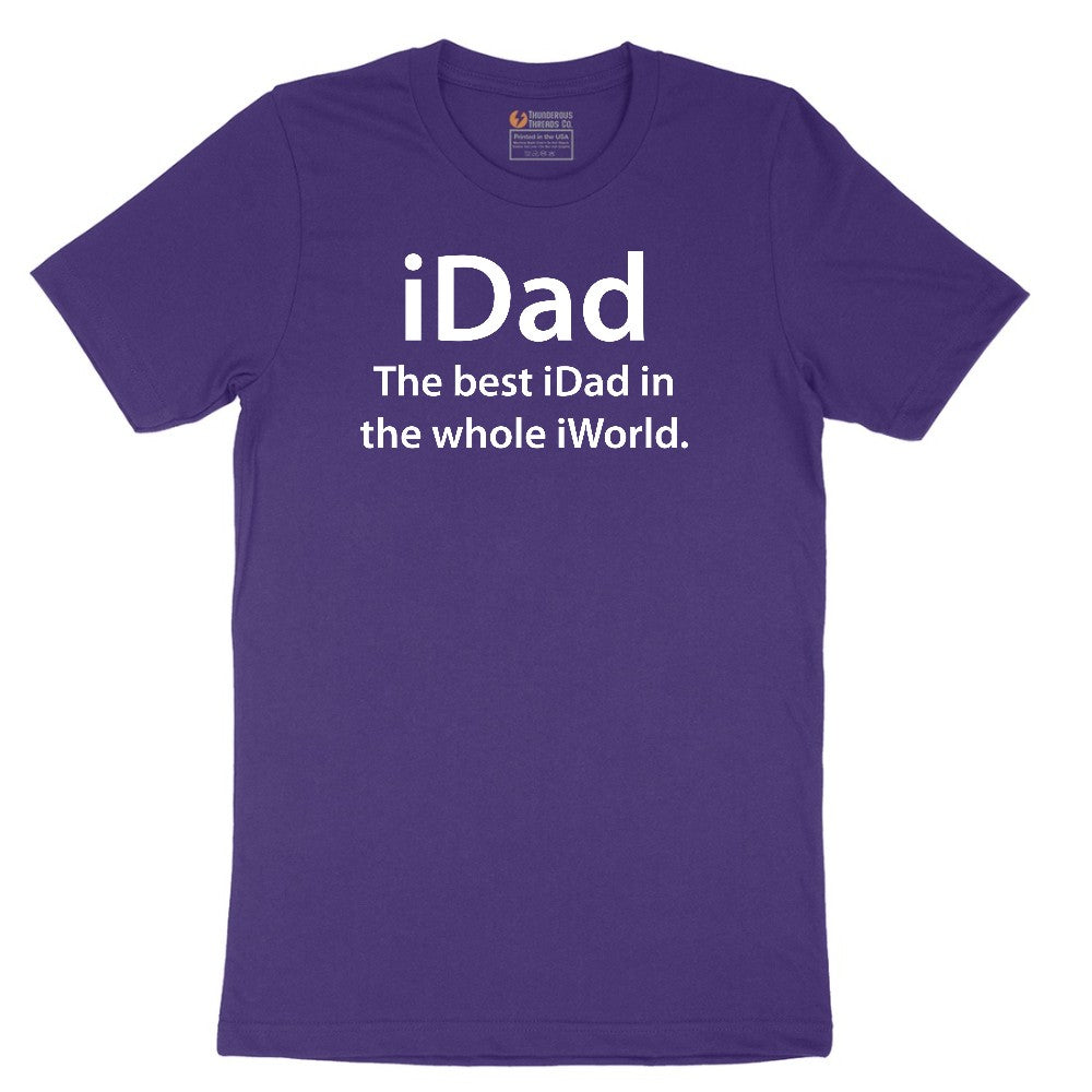 iDad the Best iDad in the Whole iWorld Short Sleeve Tee - Team Purple