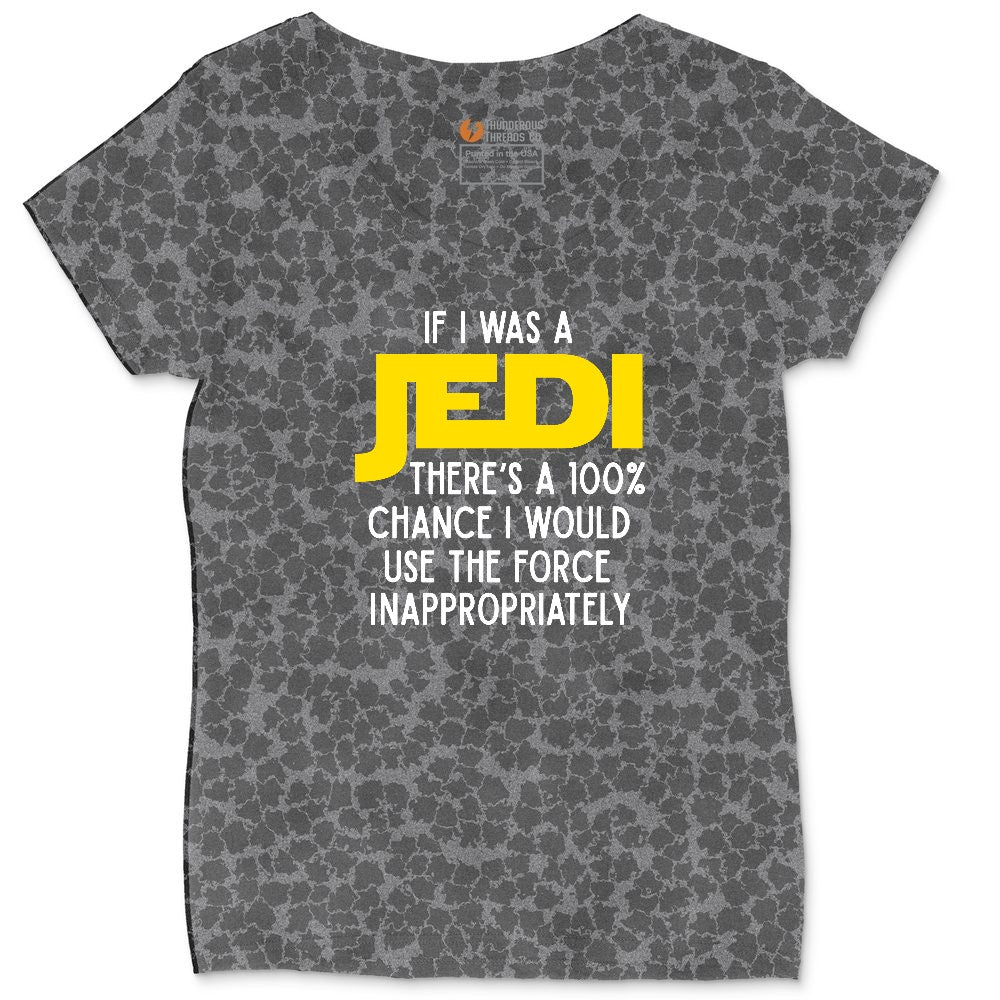 If I Was a Jedi Ladies Curvy Tee - Black Leopard