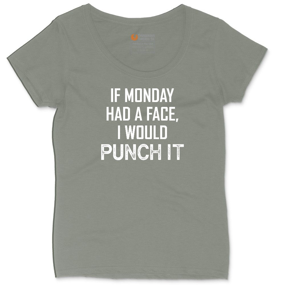 If Monday Had a Face I Would Punch It Ladies Curvy Tee - Bamboo Blackout