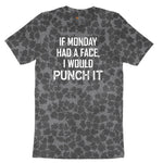 If Monday Had a Face I Would Punch It Ladies Short Sleeve Tee - Black Leopard