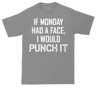 If Monday Had a Face I Would Punch It tall t-shirt for men in Heather Navy