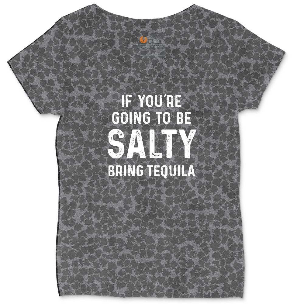 If You're Going to Be Salty Bring Tequila Ladies Curvy Tee - Black Leopard