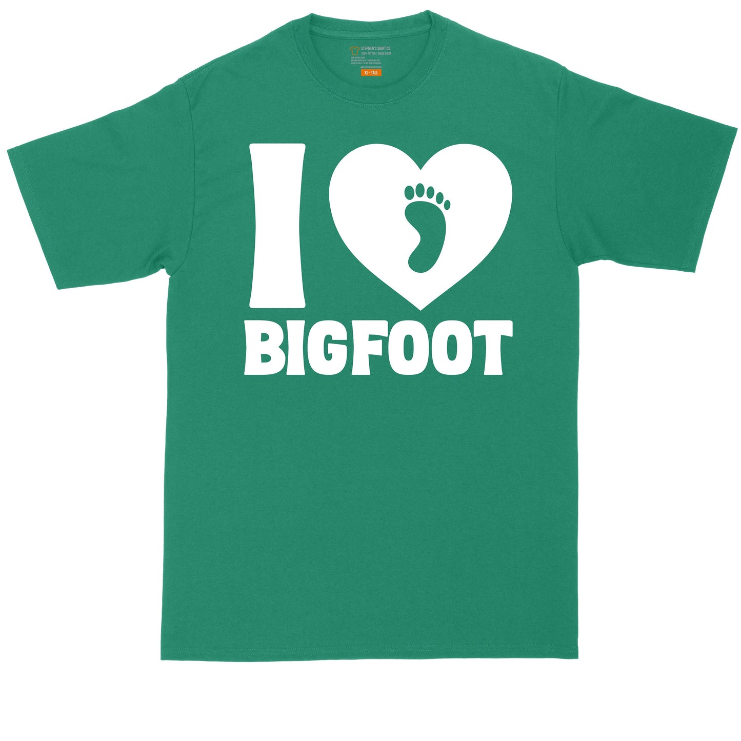 I Love Bigfoot | Big and Tall Men T Shirt | Funny T-Shirt | Gamer Shirt | Graphic T-Shirt